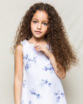 Girl's Twill Amelie Nightgown in Indigo Floral Children's Nightgown Petite Plume 