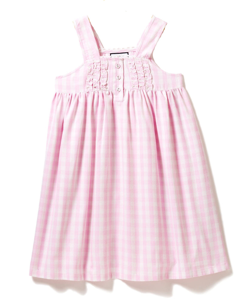 Girl's Twill Charlotte Nightgown in Pink Gingham Children's Nightgown Petite Plume 