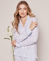 Women's Pima Pajama Set in Periwinkle Stripe Women's Pajama's Petite Plume 