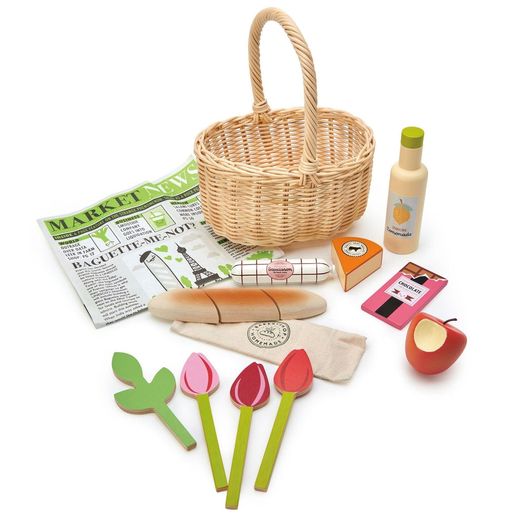 Wicker Shopping Basket Play Foods Tender Leaf Toys 