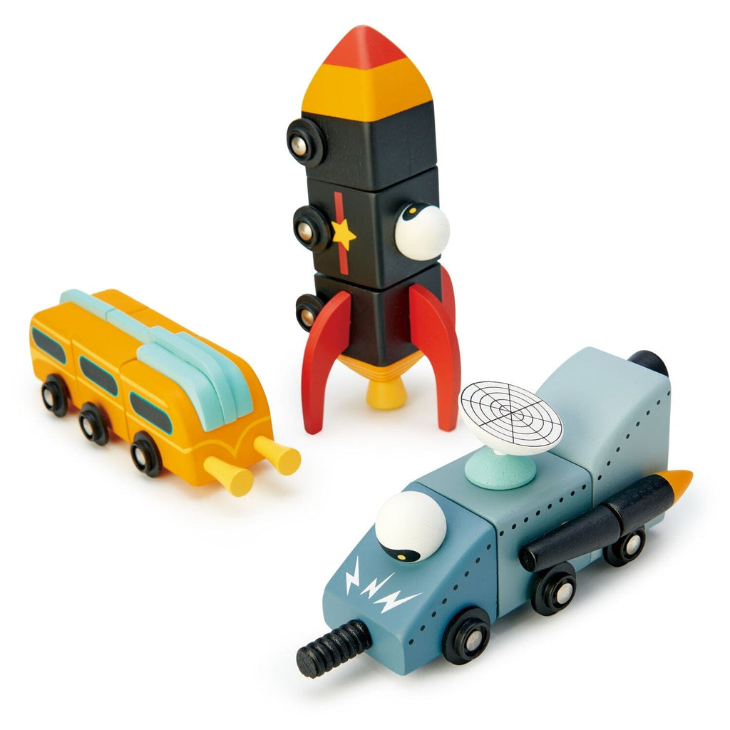 Space Race Cars & Trains Tender Leaf Toys 