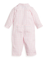 Baby's Twill Romper in Pink Gingham Infant Romper Petite Plume 