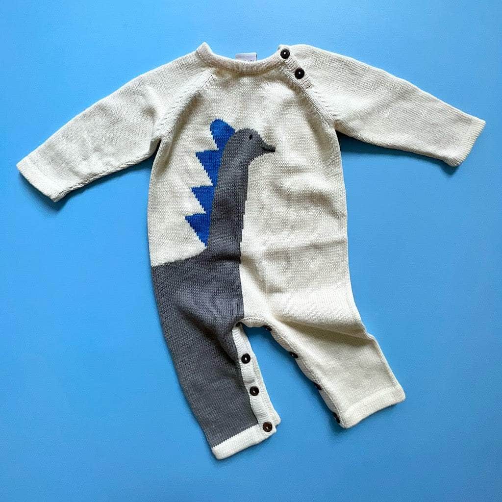 Knit Baby Romper | Dinosaur Onesies Estella 
