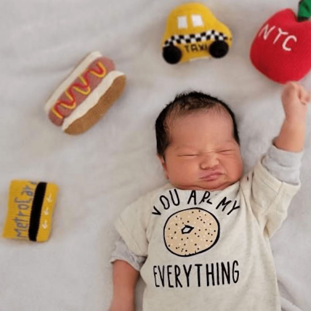 New York City Baby Gift Set | Organic Newborn Toy Rattles | Taxi, Metro Card, hot dog & Apple Baby Gift Sets Estella 
