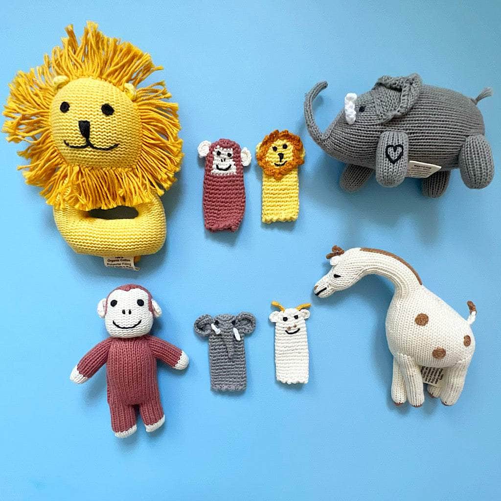 Organic Baby Animal Rattles and Finger Puppet Set Baby Gift Sets Estella 