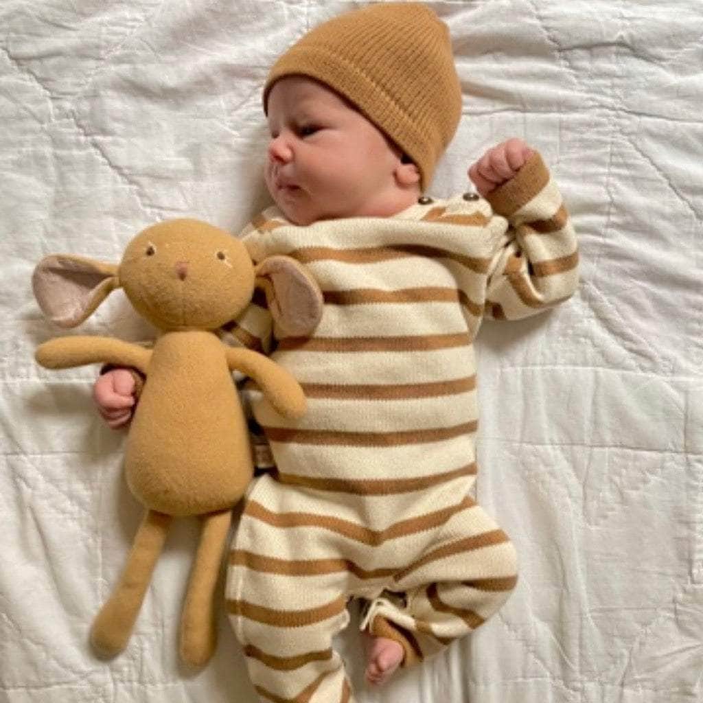 Organic Baby Gift Set | Knit Romper, Hat, Giraffe & Monkey Toys Baby Gift Sets Estella 
