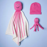 Organic Baby Gift Sets | Newborn Lovey Blanket, Rattle Toy & Hat | Octopus Baby Gift Sets Estella Pink 