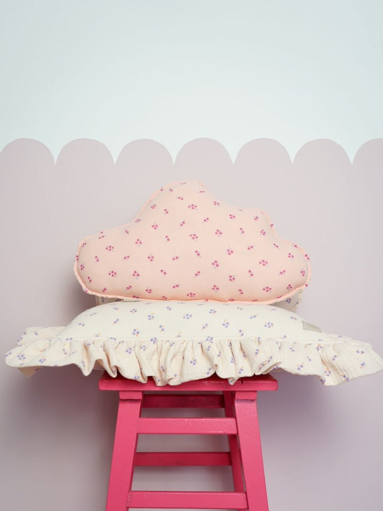 Muslin "Pink Forget-Me-Not" Cloud Pillow Cushion moimili.us 
