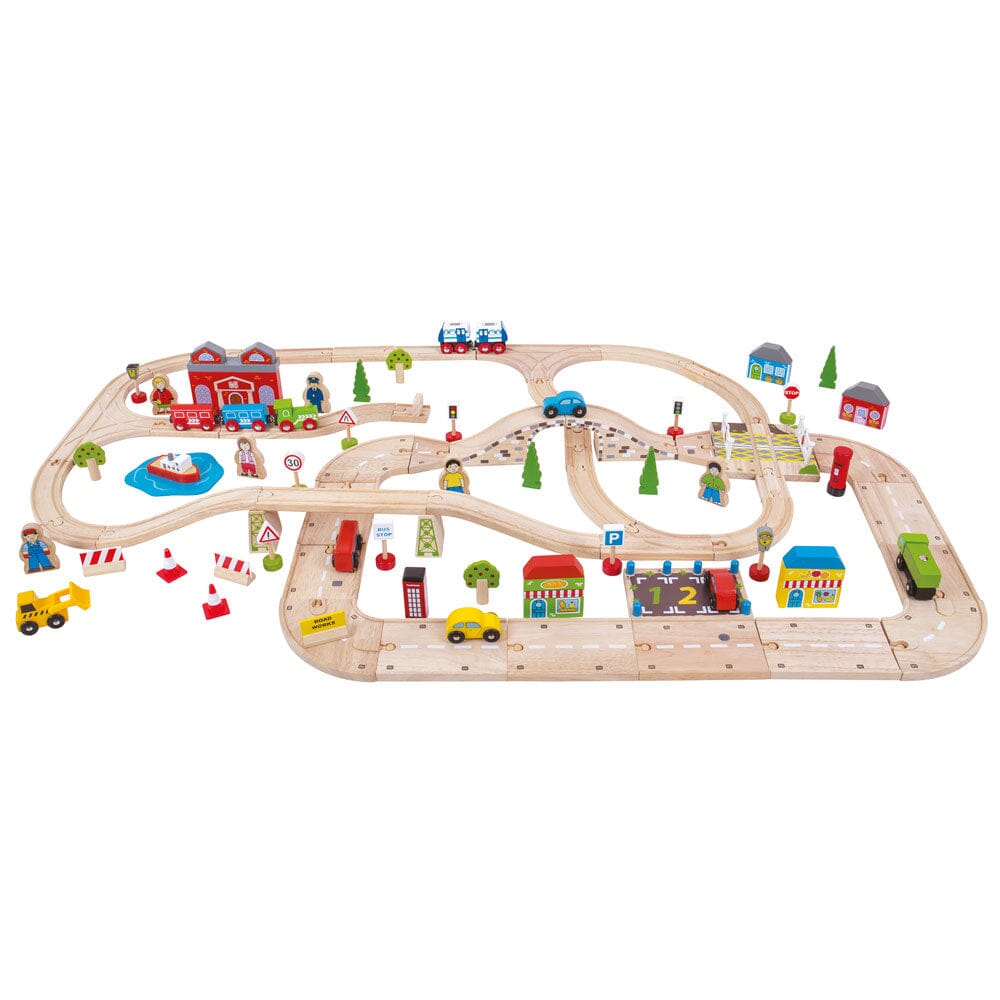 City Road and Railway Set by Bigjigs Toys US Bigjigs Toys US 