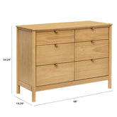 Bondi 6-Drawer Assembled Dresser | Honey