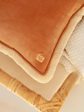 Soft Velvet "Caramel" Pillow with Fringe Cushion moimili.us 