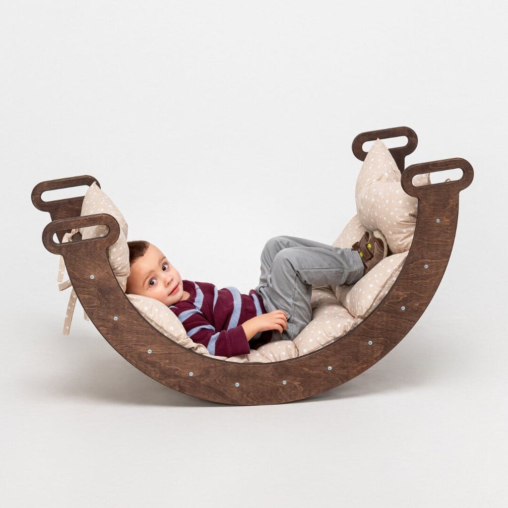 Climbing Arch Chocolate + Cushion - Montessori Climbers for Toddlers Goodevas 