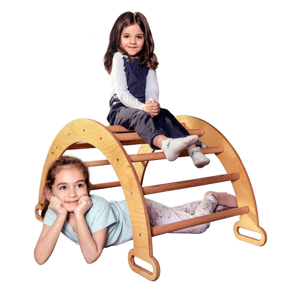 Climbing Arch & Rocker Balance - Montessori Climbers for Kids 1-7 y.o. – Beige Single Ladders Goodevas 