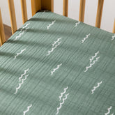 Crib Sheet in GOTS Certified Organic Muslin Cotton | Ocean Waves