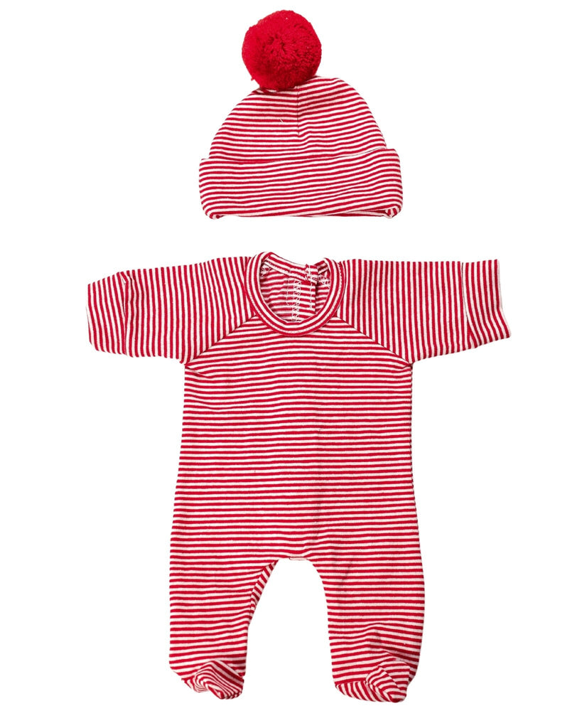 Dollie Footless Jumpsuit & Pom Pom Beanie Bundle | Winterberry Striped Dollie Clothing Bohemian Mama Littles OS 