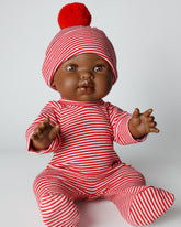 Dollie Footless Jumpsuit & Pom Pom Beanie Bundle | Winterberry Striped Dollie Clothing Bohemian Mama Littles 