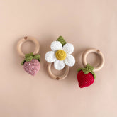 Crochet Rattle Teether Strawberry Pink Baby Toy Spring Summe The Blueberry Hill 