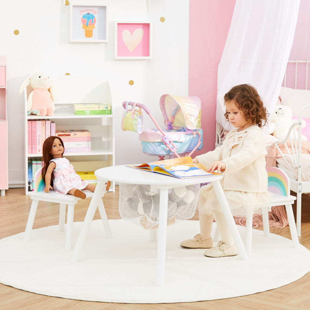 Fantasy Fields Rainbow Play Table with Two Chairs | White