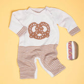 Organic Baby Gift Sets | Handmade Romper with Pretzel Graphic & Hot Dog Rattle Toy Baby Gift Sets Estella 