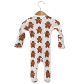 Organic Waffle Basic Zip Footie | Gingerbread Man Pajamas SpearmintLOVE 