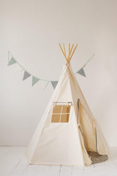 “Grey Pompoms” Teepee with Pompoms and Round Mat Set Set teepee with mat moimili.us 