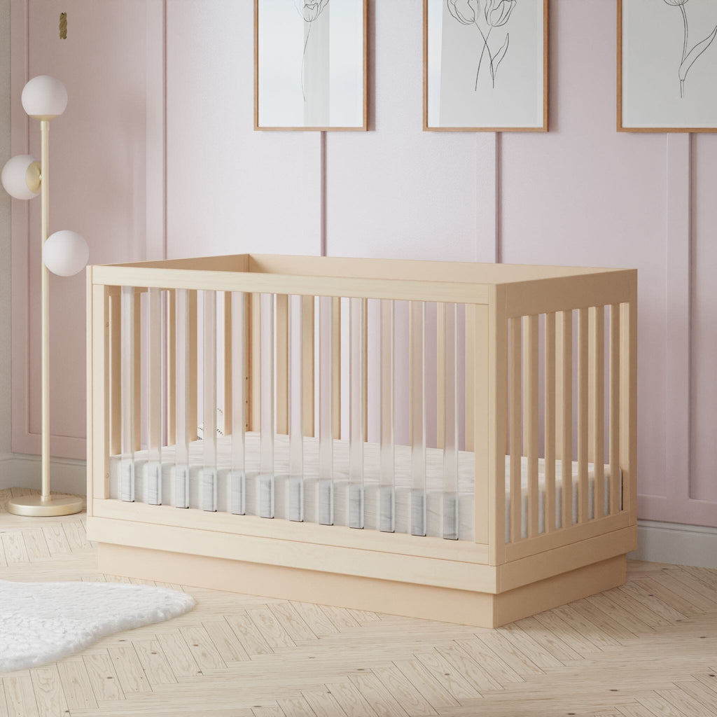 Harlow Acrylic 3-in-1 Convertible Crib with Toddler Bed Conversion Kit | Washed Natural
