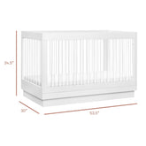 Harlow Acrylic 3-in-1 Convertible Crib with Toddler Bed Conversion Kit | White