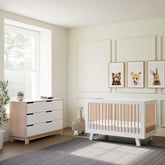 Hudson 3-in-1 Convertible Crib - White / Washed Natural Cribs & Toddler Beds Babyletto 