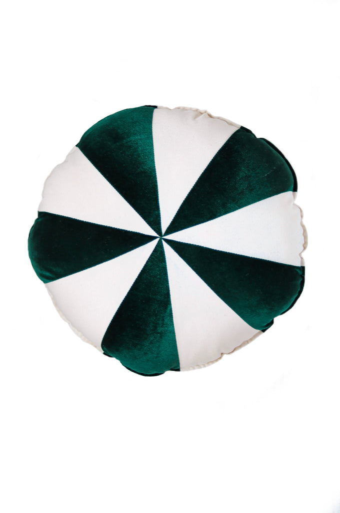 “Green Circus” Round Patchwork Pillow Cushion moimili.us 