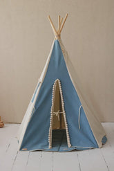 “Jeans” Teepee with Pompoms and Round Mat Set Set teepee with mat moimili.us 