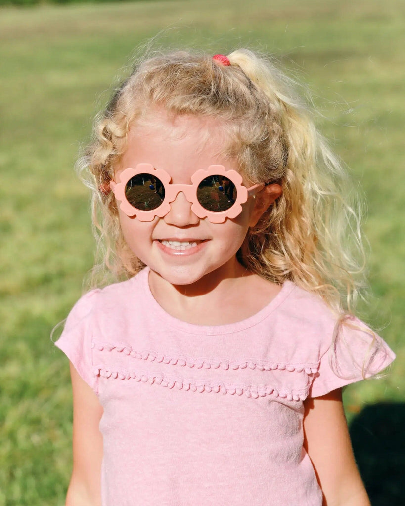 Polarized Flower: Peachy Keen | Rose Gold Mirrored Lens Kids Sunglasses Babiators 