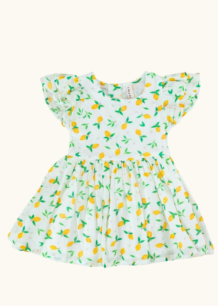 Lemon Bliss Flutter Sleeve Dress by Loocsy Dresses Loocsy 
