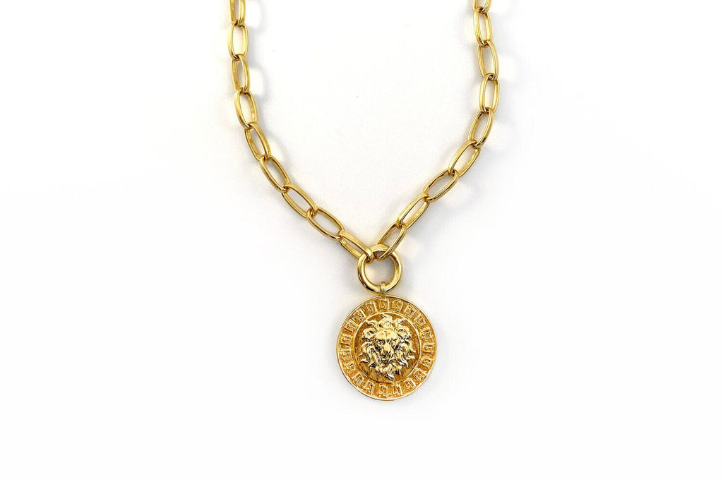 Lion Medallion Necklace (18-19") w/extender Necklaces Rachel Nathan Designs 18-19" Gold 