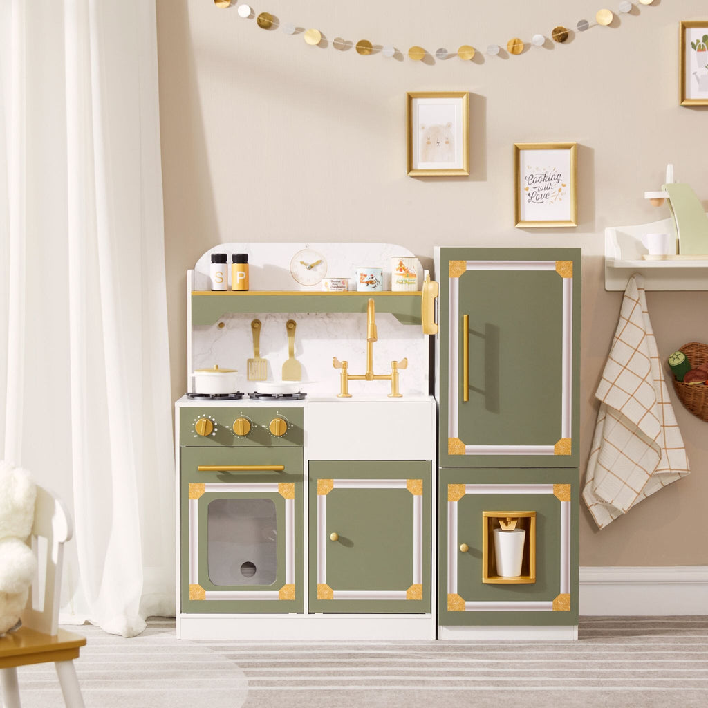 Little Chef Versailles Deluxe Play Kitchen | Olive Green/Gold
