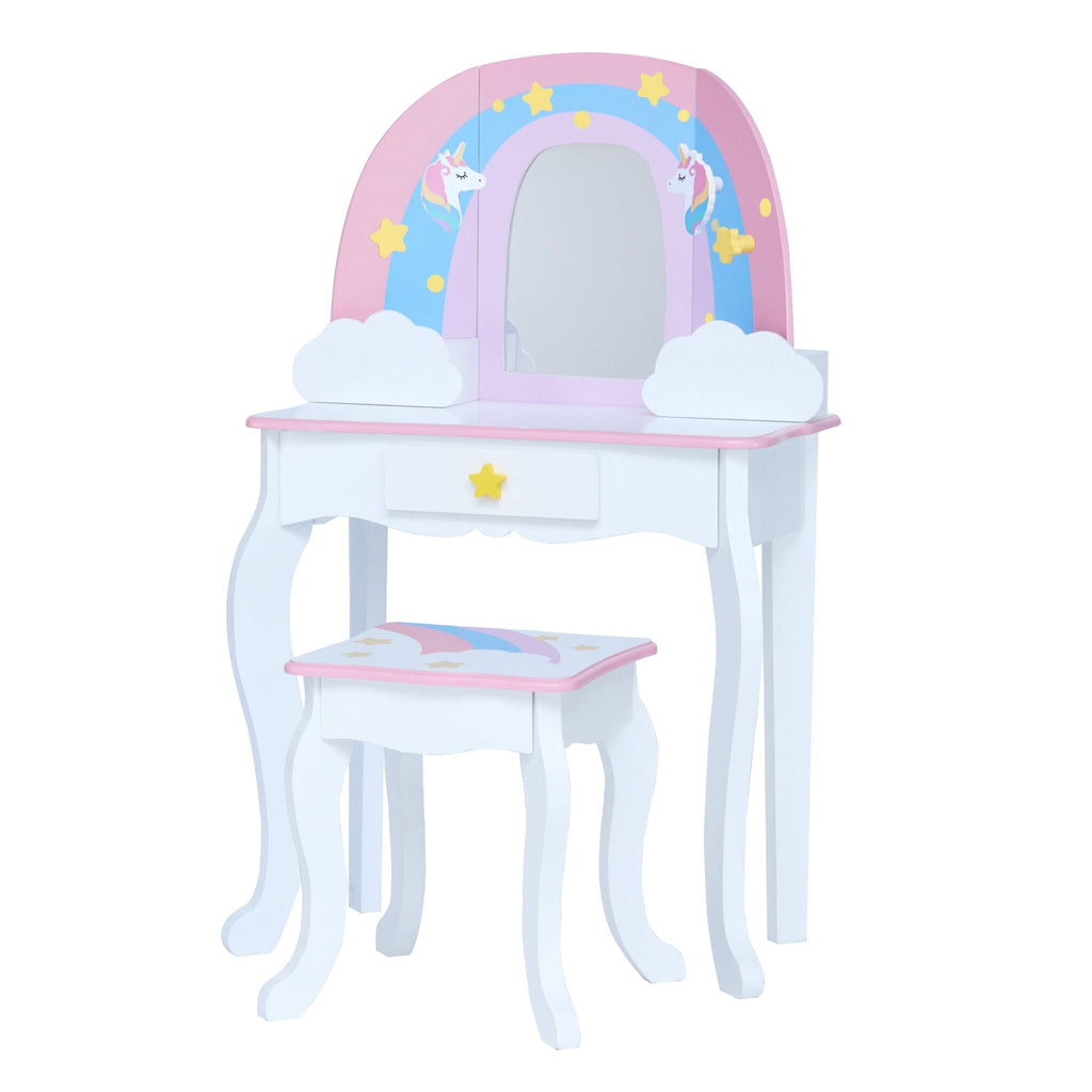 Little Dreamer Kids Vanity Table & Stool | White/Pink