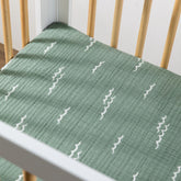 Mini Crib Sheet in GOTS Certified Organic Muslin Cotton | Ocean Waves