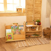 Montessori Wooden Bookshelf – Beige Shelves Goodevas 