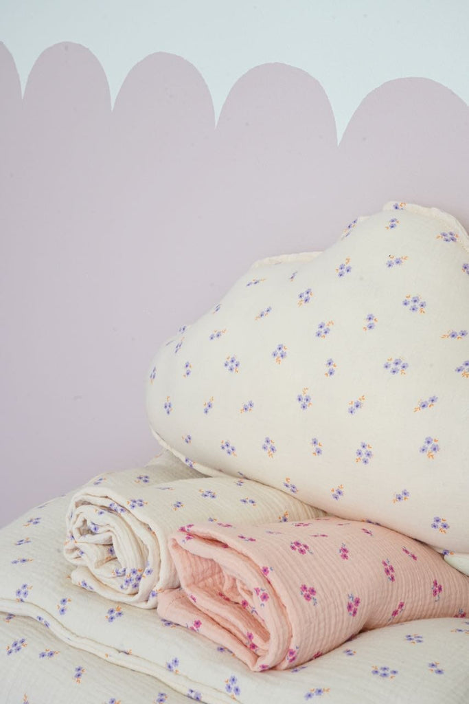 Muslin "Pink forget-me-not" Baby Swaddle Blanket Swaddle blanket moimili.us 