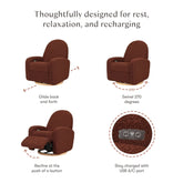Nami Electronic Recliner and Swivel Glider Recliner in Teddy Loop with USB Port | Rouge Teddy Loop