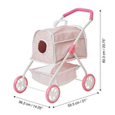 Olivia's Little World Play Pet Stroller + Pet Carrier | Pink/White
