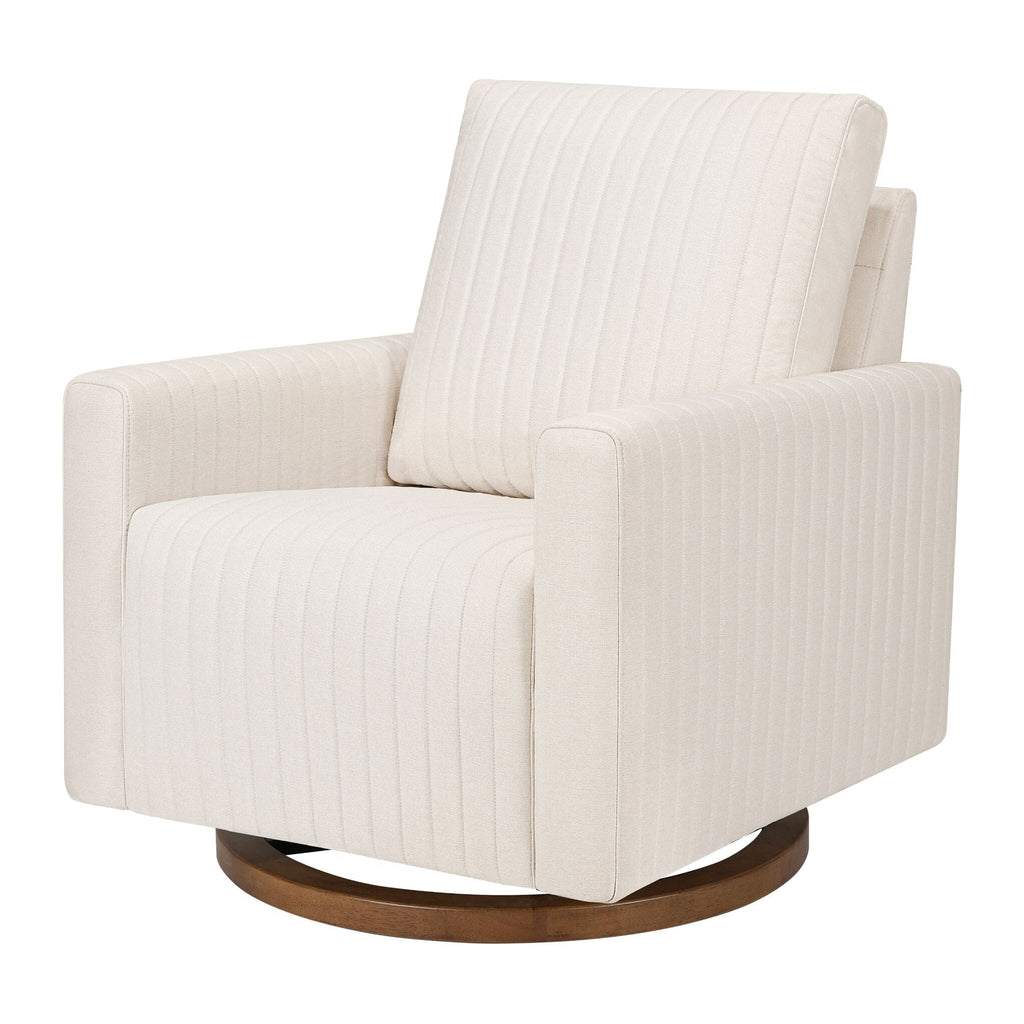 Poe Channeled Swivel Glider in Eco-Performance Fabric | Water Repellent & Stain Resistant | Cream