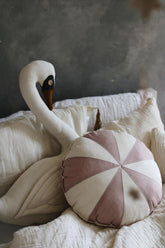 “Powder Pink Circus” Round Patchwork Pillow Cushion moimili.us 