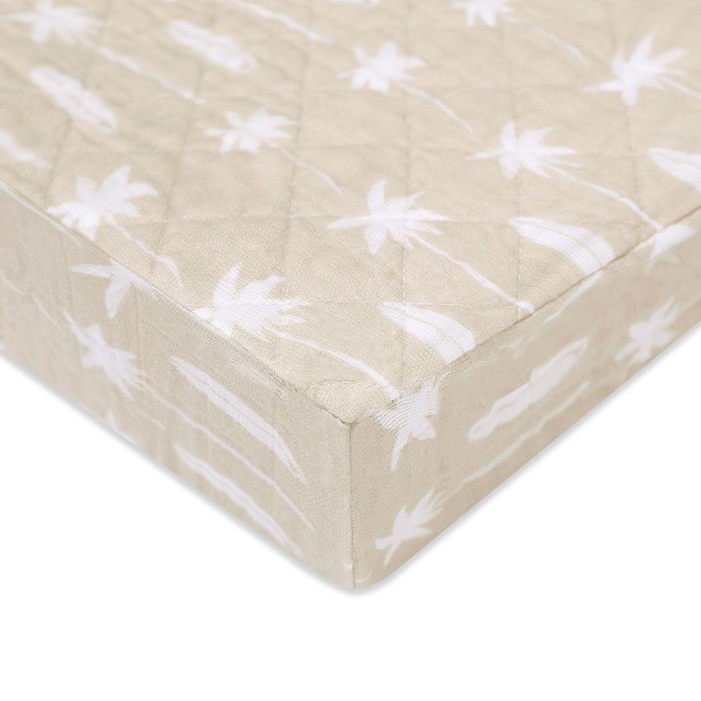 Quilted Changing Pad Cover in GOTS Certified Organic Muslin Cotton | Beach Bum