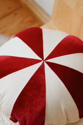 “Red Circus” Round Patchwork Pillow Cushion moimili.us 