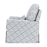 Sarah Flint x Namesake Crawford Swivel Glider in Eco-Performance Fabric | Water Repellent & Stain Resistant | Blue