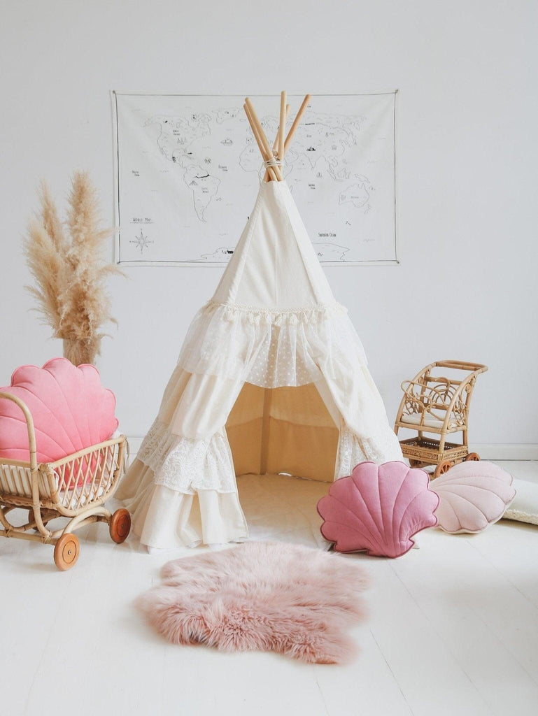 “Shabby Chic” Teepee Tent with Frills Teepee tent moimili.us 