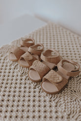 Leather Woven Sandal | Color 'Stone' | Soft Sole Shoes Consciously Baby 