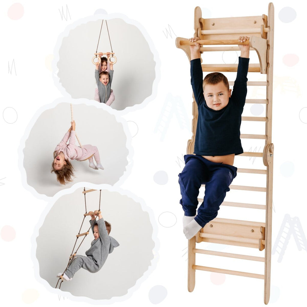 2in1 Wooden Swedish Wall / Climbing ladder for Children + Swing Set Swedish wall Goodevas 
