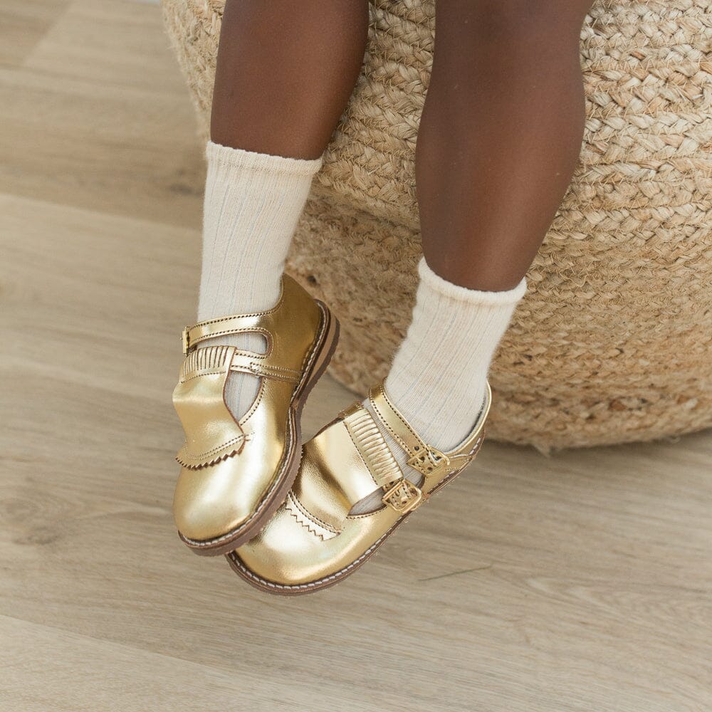 Kiltie T-Strap - Gold Shoes Zimmerman Shoes 