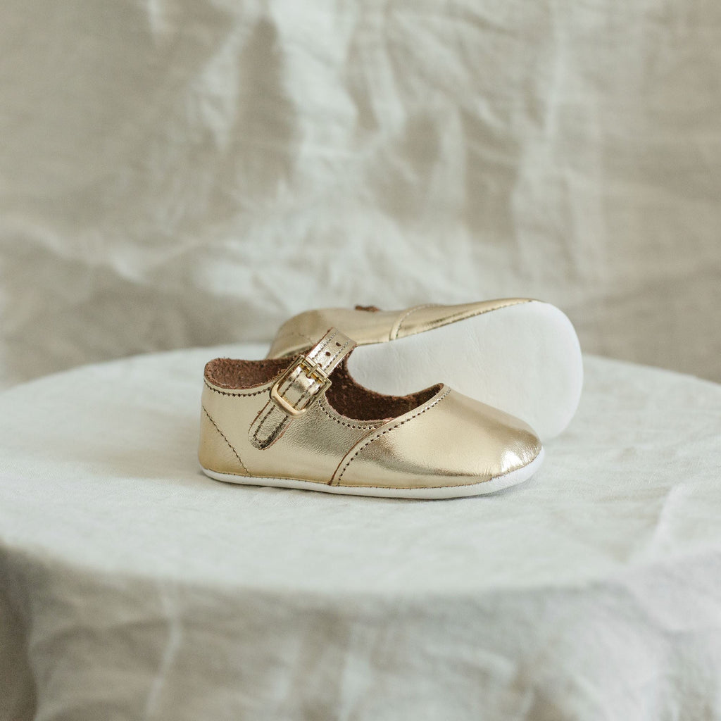 Soft Soled Mary Jane - Gold (White Soles) Zimmerman Shoes 